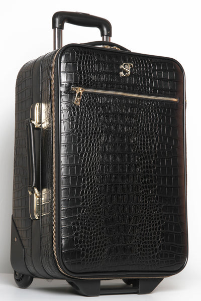 Croc top embossed suitcase
