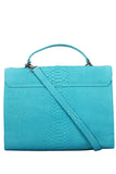 Large structured turquoise leather bag embossed python