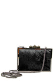 Hard Case Black and Gunmetal Clutch