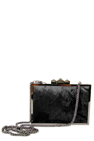 Hard Case Black and Gunmetal Clutch