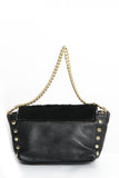 Black Cross Body Bag with Gold Tone Chain