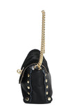 Black Cross Body Bag with Gold Tone Chain