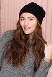 Black Chunky Knit Beanie Hat