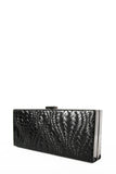 Black Hard Case Clutch with Woven Leather