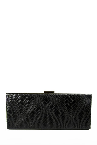 Black Hard Case Clutch with Woven Leather