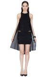 HOOKED Black cape mini dress