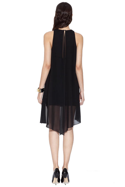 HOOKED Black cape mini dress