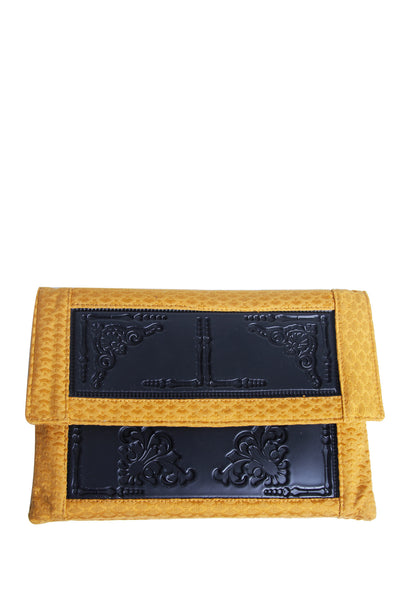 Black and Yellow Envelope Clutch