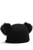 HONEY Black Felt Hat with Fur Ears