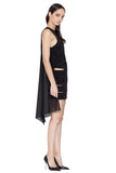 HOOKED Black cape mini dress