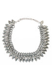 Dark Silver Tone Leaves Statement Collar Necklace