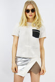 Structured Vegan Leather White Tee