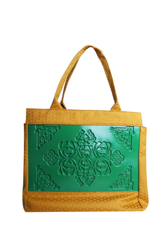 FELISSYA Green and Mustard City Bag