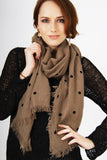 Beige Scarf with Dots Pattern