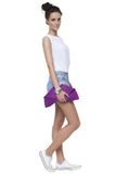 Medium purple folded leather clutch embossed python