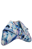 Medium folded leather clutch with blue floral print