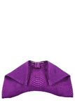 Medium purple folded leather clutch embossed python