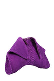 Medium purple folded leather clutch embossed python