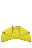 Medium yellow folded leather clutch embossed python