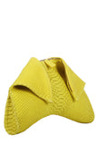 Medium yellow folded leather clutch embossed python