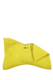 Medium yellow folded leather clutch embossed python