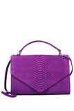 Medium structured purple leather bag embossed python