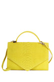 Medium structured Yellow leather bag embossed python