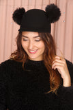 HONEY Black Felt Hat with Fur Ears