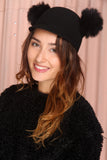 HONEY Black Felt Hat with Fur Ears