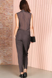 WHITNEY Dark Grey Tuxedo Jumpsuit