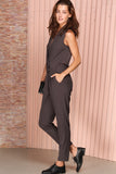 WHITNEY Dark Grey Tuxedo Jumpsuit