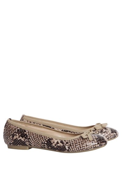 Beige Snake ballet flats