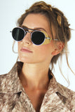 TECHNOTRONIC Metal and Beige Leather Sunglasses