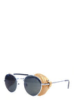 TECHNOTRONIC Metal and Beige Leather Sunglasses