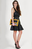 Black and Yellow Envelope Clutch